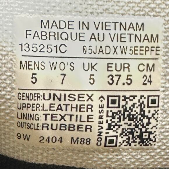 CONVERSE Women's 7 Black MONO Leather Hi Top Sneaker 135251C - Picture 2 of 5